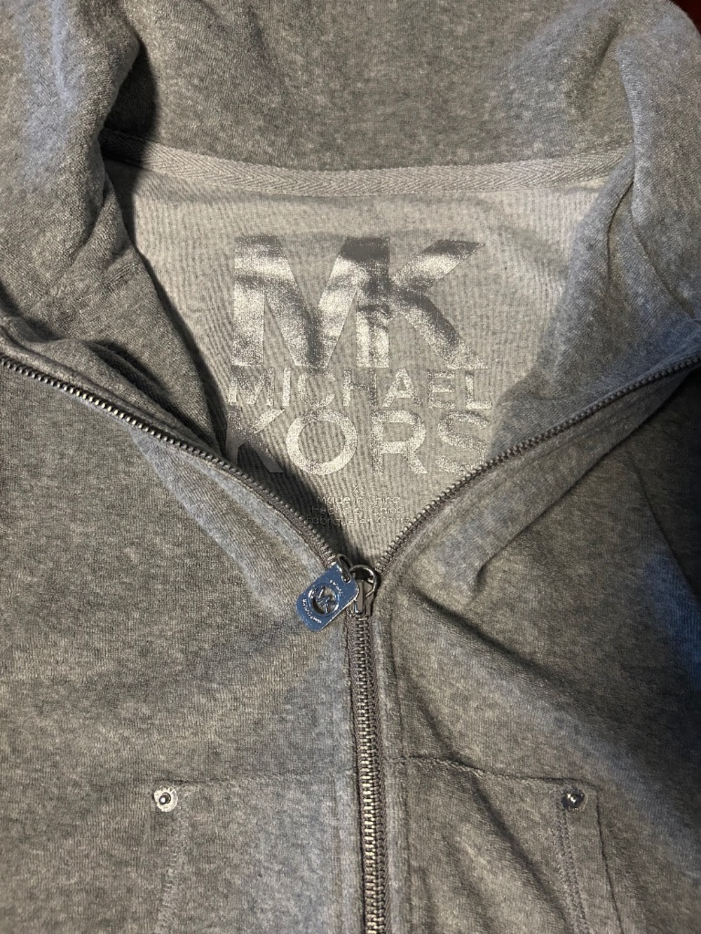 Michael Kors Heather Gray Velour Tracksuit Set - Zip-Up & Joggers